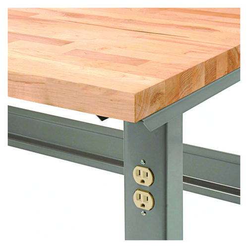 Picture of Standard Duty Butcher Block Top Adjustable Height Workbench, 2,000 lbs, 60 x 30 x 30.88 to 36.88, Gray