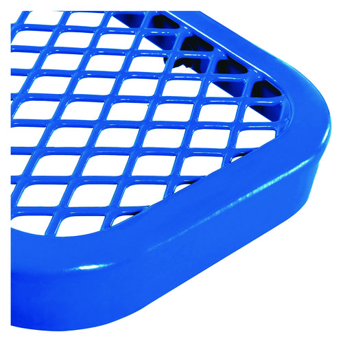 Picture of Expanded Steel Bench With Back, 72" x 24" x 33", Blue Seat/Back, Black Base