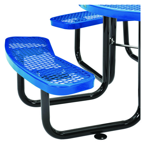 Picture of Expanded Steel Picnic Table, Round, 46" Dia x 29.5"h, Blue Top, Blue Base/Legs