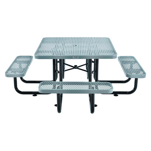 Picture of Expanded Steel Picnic Table, Square, 81 x 81 x 29.5, Gray Top, Gray Base/Legs