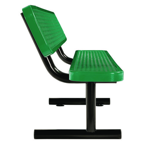 Picture of Expanded Steel Bench With Back, 72" x 24" x 33", Green Seat/Back, Black Base