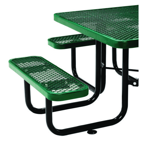 Picture of Expanded Steel Picnic Table, Square, 81 x 81 x 29.5, Green Top, Green Base/Legs