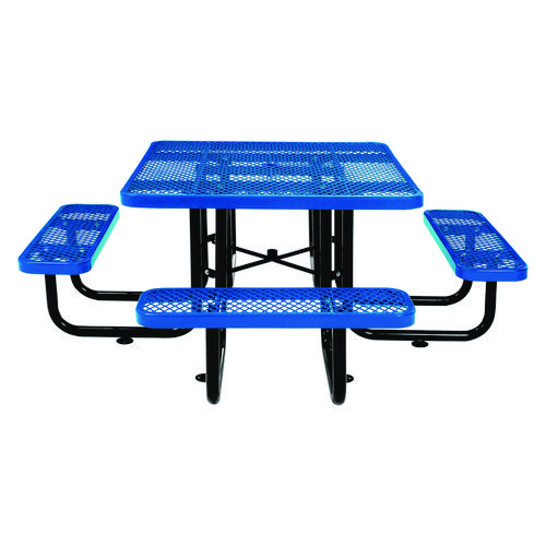 Picture of Expanded Steel Picnic Table, Square, 81 x 81 x 29.5, Blue Top, Blue Base/Legs