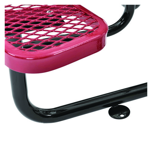 Picture of Expanded Steel Picnic Table, Round, 46" Dia x 29.5"h, Red Top, Red Base/Legs