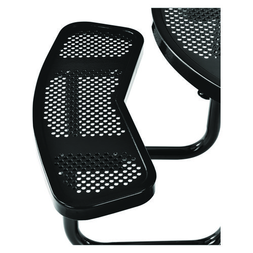 Picture of Perforated Steel Picnic Table, Round, 46" Dia x 29.5"h, Black Top, Black Base/Legs