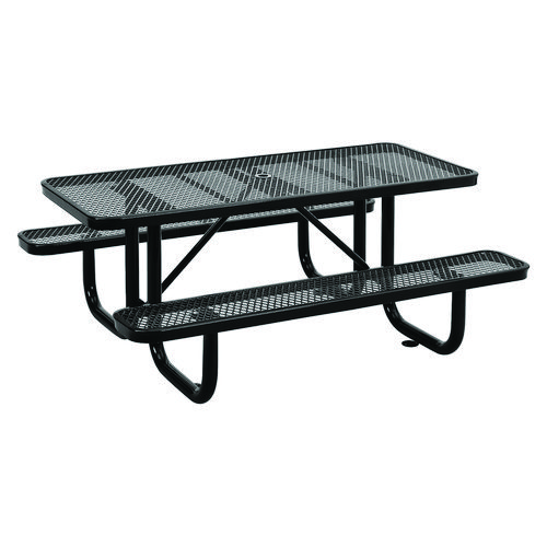 Picture of Expanded Steel Picnic Table, Rectangular, 72 x 62 x 29.5, Black Top, Black Base/Legs