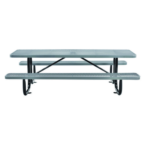 Picture of Expanded Steel Picnic Table, Rectangular, 96 x 62 x 29.5, Gray Top, Gray Base/Legs