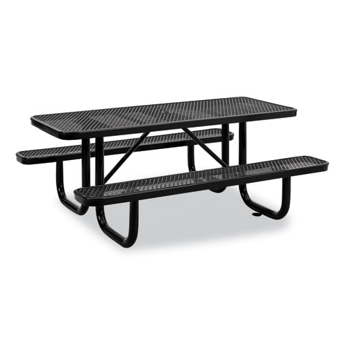 Picture of Expanded Steel Picnic Table, Rectangular, 72 x 62 x 29.5, Black Top, Black Base/Legs