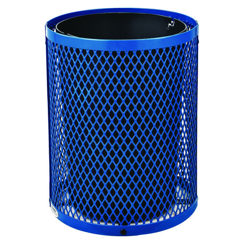 Picture of Outdoor Diamond Steel Trash Can, 36 gal, Dome Lid, Blue