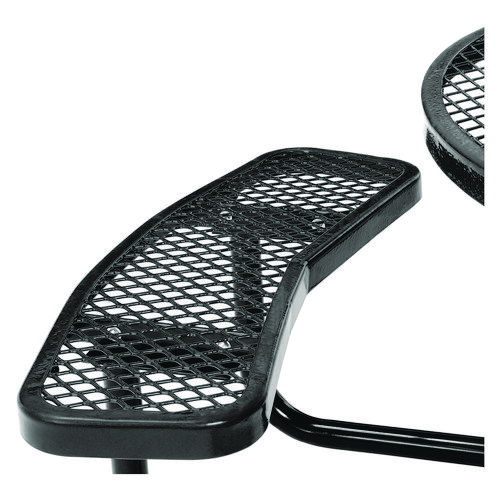 Picture of Expanded Steel Picnic Table, Round, 46" Dia x 29.5"h, Black Top, Black Base/Legs