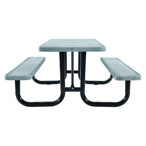 Picture of Expanded Steel Picnic Table, Rectangular, 96 x 62 x 29.5, Gray Top, Gray Base/Legs