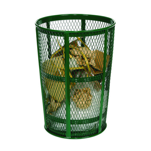 Picture of Steel Mesh Corrosion Resistant Trash Can, 48 gal, Green