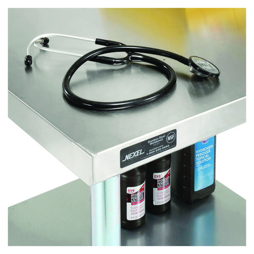 Picture of Work Table with Undershelf, Square, 24 x 24 x 35, Silver Top, Silver Base/Legs