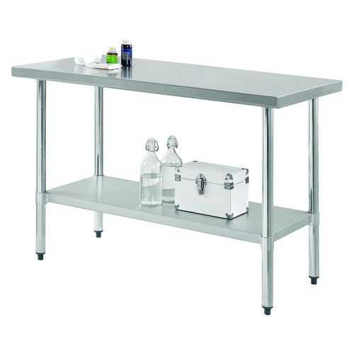 Picture of Work Table with Undershelf, Rectangular, 72 x 30 x 35, Silver Top, Silver Base/Legs