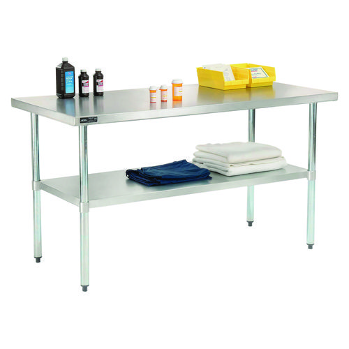 Picture of Work Table with Undershelf, Rectangular, 48 x 30 x 35, Silver Top, Silver Base/Legs