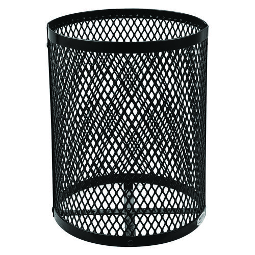 Picture of Outdoor Diamond Steel Trash Can, Rain Bonnet Lid, 36 gal, Black