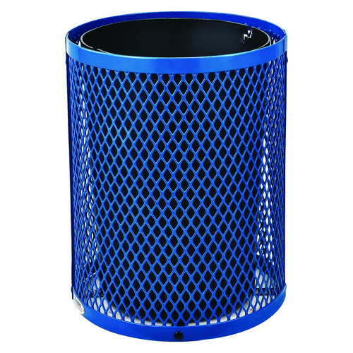 Picture of Outdoor Diamond Steel Trash Can, 36 gal, Blue