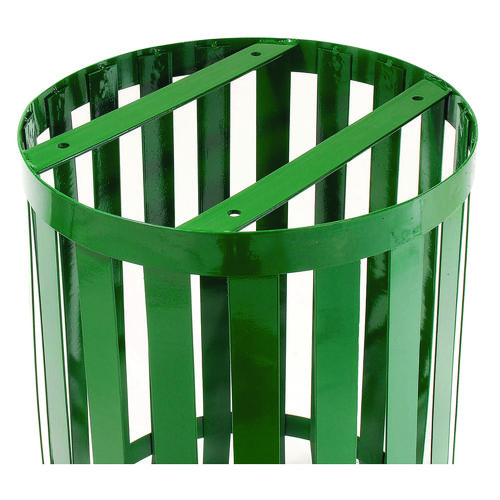 Picture of Outdoor Slatted Steel Trash Can, 36 gal, Green