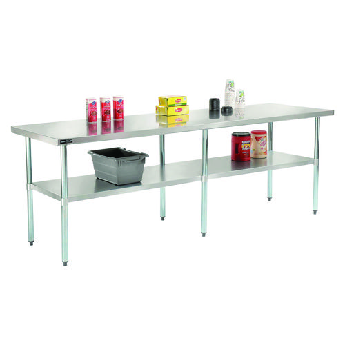 Picture of Work Table with Undershelf, Rectangular, 96 x 30 x 35, Silver Top, Silver Base/Legs