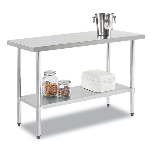 Picture of Work Table with Undershelf, Rectangular, 72 x 30 x 35, Silver Top, Silver Base/Legs