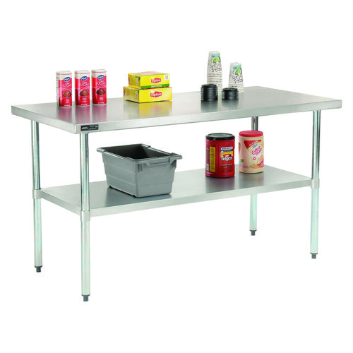 Picture of Work Table with Undershelf, Rectangular, 48 x 30 x 35, Silver Top, Silver Base/Legs