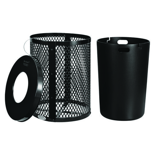 Picture of Outdoor Diamond Steel Trash Can, 36 gal, Black