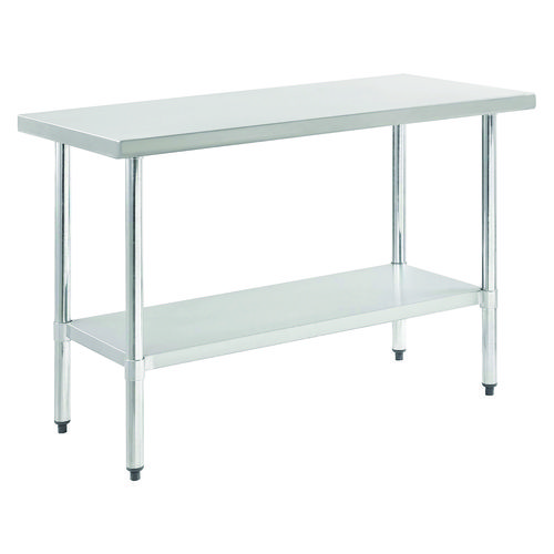 Picture of Work Table with Undershelf, Rectangular, 72 x 30 x 35, Silver Top, Silver Base/Legs