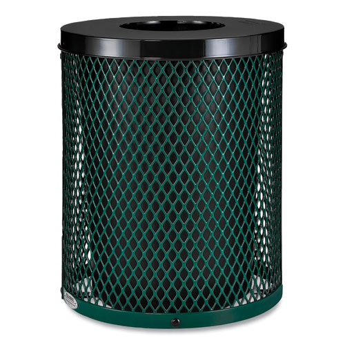 Picture of Outdoor Diamond Steel Trash Can, 36 gal, Green