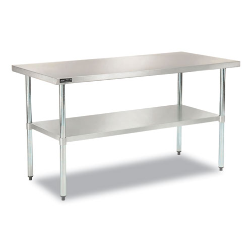 Picture of Work Table with Undershelf, Rectangular, 48 x 30 x 35, Silver Top, Silver Base/Legs