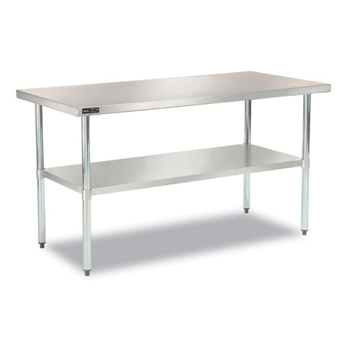 Picture of Work Table with Undershelf, Rectangular, 60 x 30 x 35, Silver Top, Silver Base/Legs