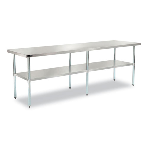 Picture of Work Table with Undershelf, Rectangular, 96 x 30 x 35, Silver Top, Silver Base/Legs