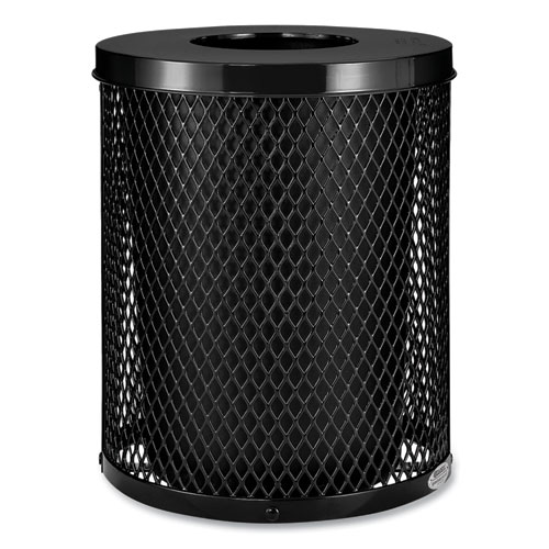 Picture of Outdoor Diamond Steel Trash Can, 36 gal, Black