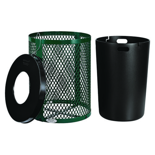 Picture of Outdoor Diamond Steel Trash Can, 36 gal, Green