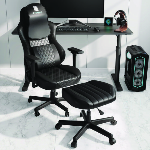 Picture of Footstool with Wheels, 19.25 x 17.38 x 14.63 to 17.75, Black