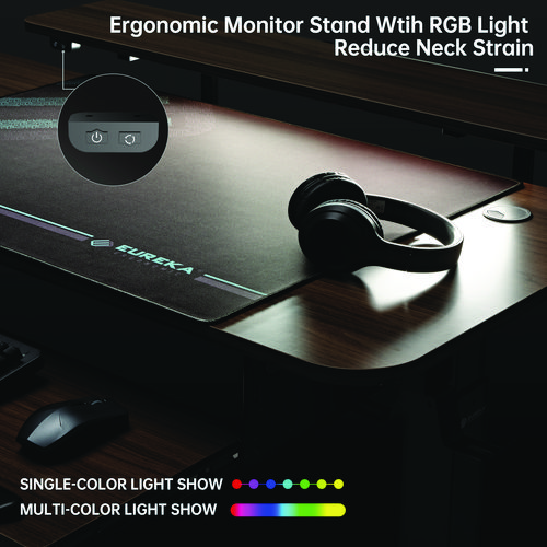 Picture of L-Shaped Standing Desk with Keyboard Tray, Left Desk, 61.25" x 43.25" x 34.38" to 52.88", Walnut/Black