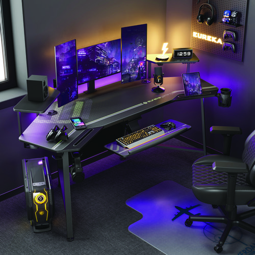 Picture of Aero Gaming Desk, 72.06" x 23.63" x 38", Black
