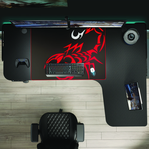 Picture of L-Shaped Standing Desk, Right Desk, 60" x 43.69" x 29.88" to 48.38", Black