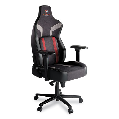 Picture of Python II Ergonomic Chair, Supports up to 300 lb, 18.88" to 22.83" Seat Height, Black Fabric Seat, Black/Red Fabric Back