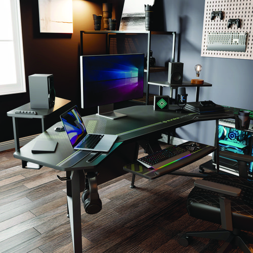 Picture of Aero Gaming Desk, 72.06" x 23.63" x 38", Black