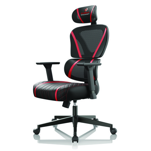 Picture of Norn Ergonomic Chair, Supports Up to 275 lb, 18.11" to 22.04" Seat Height, Black/Red Mesh Seat/Back, Black Base