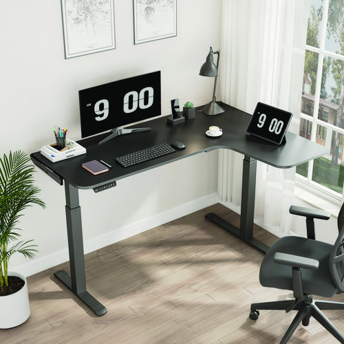 Picture of L-Shaped Standing Desk, Right Desk, 60" x 43.69" x 29.88" to 48.38", Black