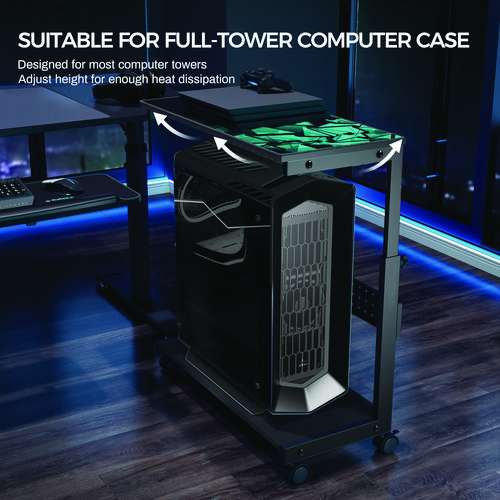 Picture of CPU Holder, Supports 88.2 lbs, 25.19 x 11.81 x 22.56 to 28.56, Black