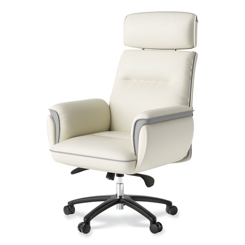Picture of Royal Executive Office Chair, Support up to 300 lb, 19.46"-22.26" Seat Height, White PU Leather Seat, White Faux Leather Back