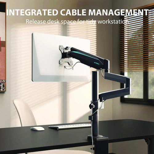 Picture of Single Monitor Arm, For 32" Monitors, 90 deg Rotation, 35 deg Tilt, 360 deg Pan, Black, Supports 17.6 lbs