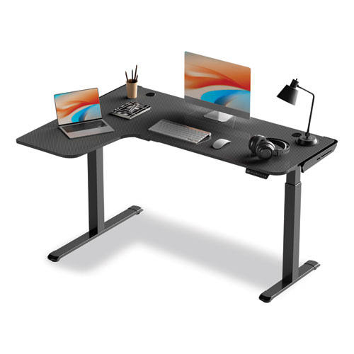 Picture of L-Shaped Standing Desk, Left Desk, 60" x 43.69" x 29.88" to 48.38", Black