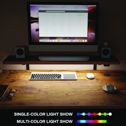 Picture of L-Shaped Standing Desk with Keyboard Tray, Left Desk, 61.25" x 43.25" x 34.38" to 52.88", Rustic Brown/Black