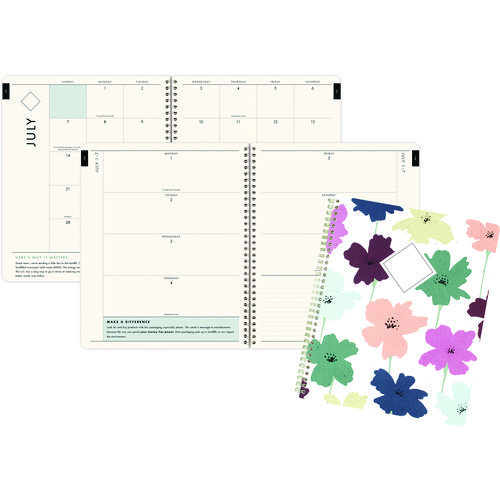 Picture of GreenPath Academic Year Weekly/Monthly Planner, Floral Artwork, 11" x 9.38", Multicolor Cover, 12-Month: July 2024-June 2025