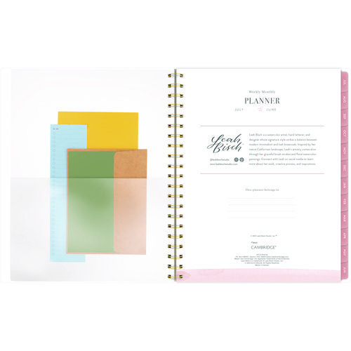 Picture of Leah Bisch Academic Year Weekly/Monthly Planner, Floral Artwork, 11" x 9.25", Multicolor Cover, 12-Month: July 2024-June 2025