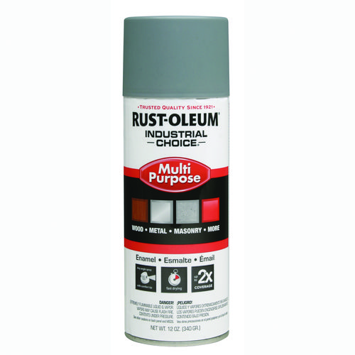 Picture of Industrial Choice 1600 System Multi-Purpose Enamel Spray Paint, Flat Gray, 12 oz Aerosol Can, 6/Carton