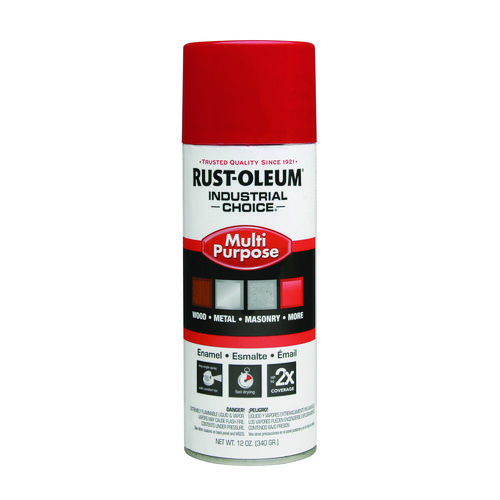 Picture of Industrial Choice 1600 System Multi-Purpose Enamel Spray Paint, Flat Safety Red, 12 oz Aerosol Can, 6/Carton